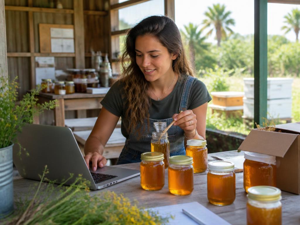 Young agricultural entrepreneur building her honey business